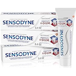 Sensodyne Sensitivity & Gum Whitening Toothpaste, Toothpaste for Sensitive Teeth & Gum Problems, 3.4 Ounces Pack of 3