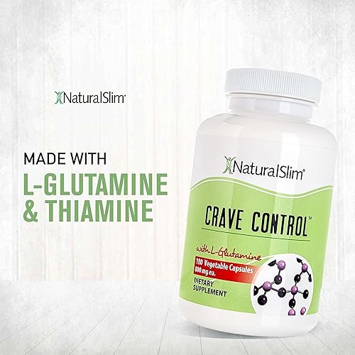 NaturalSlim Crave Control - Help Stop Sugar Cravings, Energy & Metabolism Support w Amino Acid L-glutamine & Vitamin Thiamine B1 - 180 Capsules