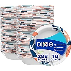 Dixie Paper Bowls, 10 oz Dessert or Light Lunch Size Printed Disposable Bowls, 36 Count Pack of 8