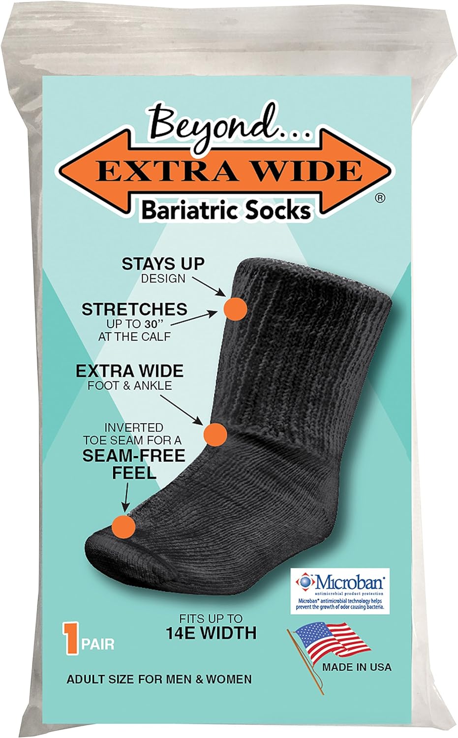Bariatric Sock for Extreme Lymphedema Calf stretches to 30 inches