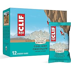 CLIF BARS - Energy Bars - Cool Mint Chocolate - With Caffeine - Made with Organic Oats - Plant Based Food - Vegetarian - Kosher 2.4 Ounce Protein Bars, 12 Count Packaging May Vary