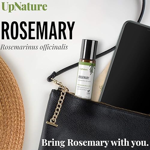 Rosemary Essential Oil Roll On – Topical Rosemary Oil for Hair Growth & Skin - Therapeutic Grade Aromatherapy Oils - Improve Focus and Memory, Relieves Pain & Improves Circulation - Pre-Diluted