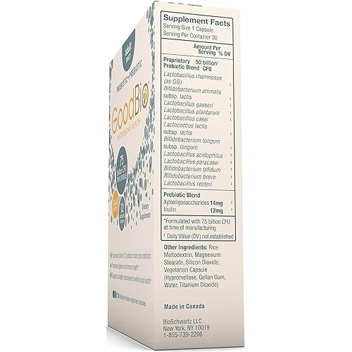 Premium Prebiotics and Probiotics Supplement for Immune Support & Digestive Health - 75 Billion CFU - Promotes Healthy Gut Flora with Inulin- 12 Shelf Stable Strains - 30 Day Supply from GoodBio