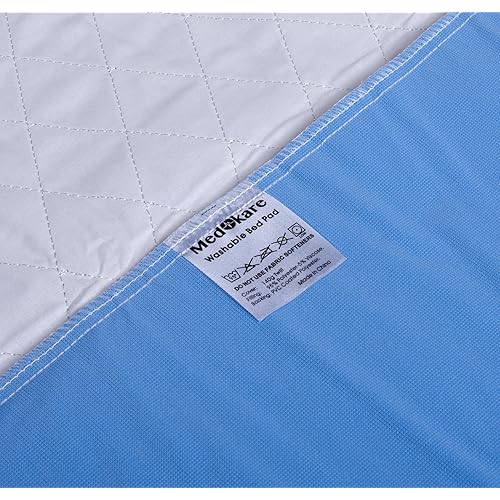 Medokare Bed Pads for Seniors, Adults and Kids – 3 Pack, 36in X 52in, Washable, Water-Resistant, and Reusable - Bedwetting & Incontinence Pads
