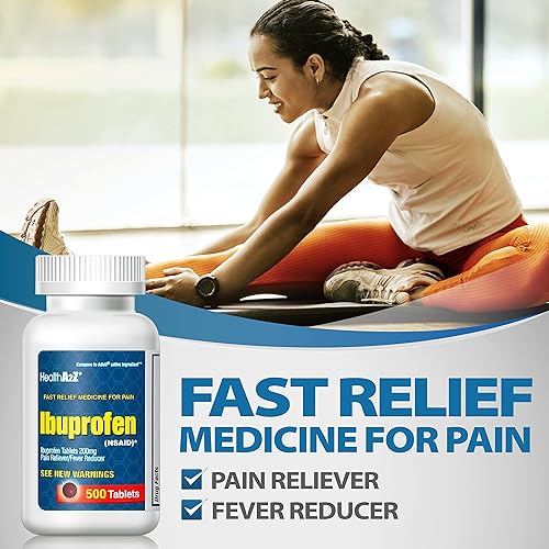 HealthA2Z® Ibuprofen 200mg | 500 Counts | Pain Relief | Body Aches | Headache | Arthritis | Cramps | Back Pain | Fever Reducer