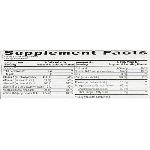 Vitafusion Prenatal DHA and Folic Acid Gummy Vitamins, 180 Count- Assorted Flavors May Vary