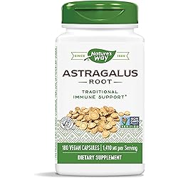 Nature's Way Astragalus Root, Traditional Immune Support, Non-GMO Project Verified, Vegan, 180 Capsules