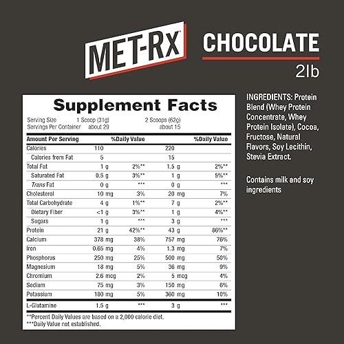 MET-Rx Metamyosyn Protein Plus Whey Isolate and Casein Protein Powder, Chocolate, 2 Lb White