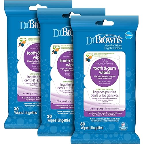Dr. Brown's Tooth, Tongue and Gum Cleaner Wipes, 30 Count, 3 Pack