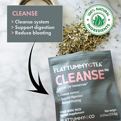 Flat Tummy 2-Step Detox Tea – 2 Week Program – Detox Tea to Boost Energy, Speed Metabolism, Reduce Bloating - All Natural Detox Tea Cleanse w Green Tea, Dandelion, Fennel, More