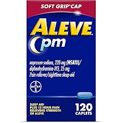 Aleve Pain Relief and Nighttime Sleep Aid, Naproxen Sodium Caplets, 120 Count