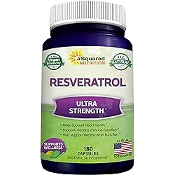100% Natural Resveratrol - 1000mg Per Serving Max Strength 180 Capsules Antioxidant Supplement, Trans-Resveratrol Pills for Heart Health & Pure, Trans Resveratrol & Polyphenols
