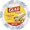 Glad Round Disposable Paper Plates for All Occasions | Soak Cut Proof, Microwaveable Heavy Duty Disposable 8.5 Diameter, 50 Count Bulk Plates, Pink Hydrangea