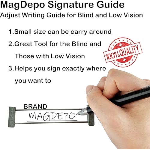 MagDepo 3X Bookmark Magnifier, PVC Fresnel Lens Pocket Size Reading Magnifier for Low Vision, Menu, Map Newspaper, Book, Tags.. etc. and a Signature Guiding Tool for Vision Handicap