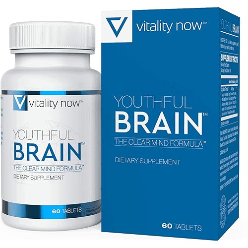 Youthful Brain | Memory & Brain Health Support Supplement - Doctor Formulated Brain Booster Clarity with Bacopa Monnieri, Ginkgo Biloba, B12 - Easy to Swallow Tablets - 30-Day Supply 60 Count