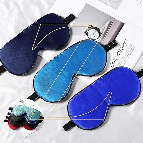 ZIMASILK 100% Natural Silk Sleep Mask ,Adjustable Super-Smooth Soft Eye Mask for Sleep ,Multiple Color OptionsNavy Blue