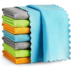 AIDEA Microfiber Glass Cleaning Cloths-8PK, Premium Microfiber Glass and Window Cleaner, Lint Free Quickly Clean Windows, Glasses, Windshields, Mirrors, Stainless Steel-12"x12&#34