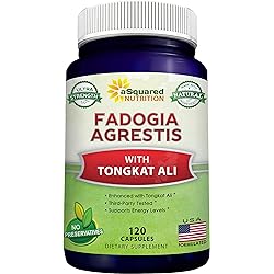 Fadogia Agrestis 1000mg & Tongkat Ali 400mg - 120 Capsules - Fadogia Agrestis Extract Supplement and Powder Complex Pills