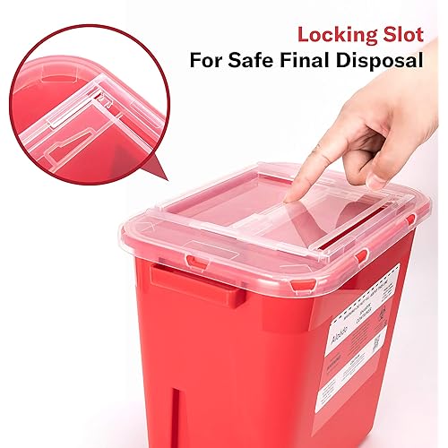 Alcedo Sharps Container for Home Use 2 Gallon 3-Pack, Biohazard Needle and Syringe Disposal, Professional Medical Grade
