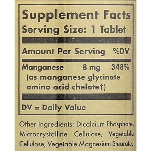 Solgar Chelated Manganese Tablets, 100 Tabs