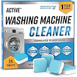 Washing Machine Cleaner Descaler 24 Pack - Deep Cleaning Tablets For HE Front Loader & Top Load Washer, Clean Inside Drum And Laundry Tub Seal