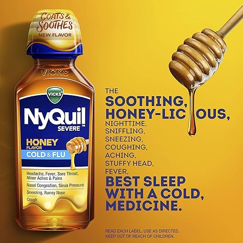 Vicks DayQuil & NyQuil Severe Honey Cold and Flu Medicine, 12 oz Each, Maximum Strength, Relieves Cough, Sore Throat, Fever, Congestion