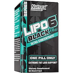 Lipo-6 Black Hers Ultra Concentrate | Weight Loss Pills for Women | Fat Burner, Appetite Suppressant, Metabolism Booster for Weight Loss Hair, Skin, Nails Support | 60 Diet Pills
