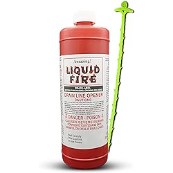 Liquid Fire Drain Opener 32 Ounce with Centaurus AZ Drain Snake for Commercial Use, Most Powerful, Effective and Works Faster, Clear Clogs from Sinks, Tubs, Shower Stalls, Septic Tanks and Laterals