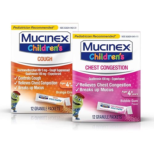 Mucinex Children's Chest Congestion Expectorant and Cough Suppressant Mini-Melts, Orange Cream, 12 ct