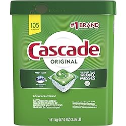 Cascade Original Dishwasher Pods, Actionpacs Dishwasher Detergent Tablets, Fresh Scent, 105 Count Packaging May Vary