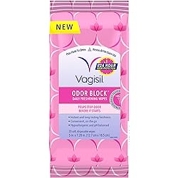 Vagisil Odor Block Daily Freshening Wipes, 20 Wipes in a Resealable Pouch