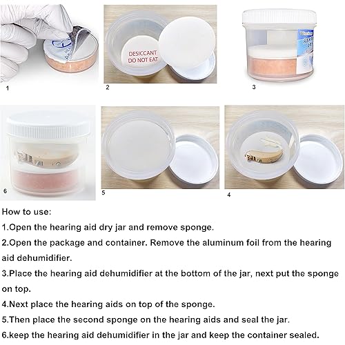 Wisesorb Hearing Aid Dryer, Hearing Aid Dehumidifier, Hearing Drying Jar and Dehumidifier Set 1 Container and 1pcs × 30g Capsules