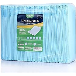 Unifree Disposable Underpads, Bed Pads, Incontinence Pad, Super Absorbent, 50 Count, Blue XL 30x36 Inch