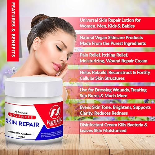 Natrulo Skin Healing Cream | Natural All Purpose Antibacterial Antiseptic Ointment for Eczema, Itch Relief, Bites, Burns, Diaper Rash, Ringworm, Wound Care | Antifungal Repair Rescue Skincare Salve