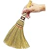 Handmade,Natural Grass Asian, Whisk Broom Thai, Handle Bamboo, Soft Brush Mini with Solid Wood Handle Retro Nature No Static Electricity Sweeping 13in