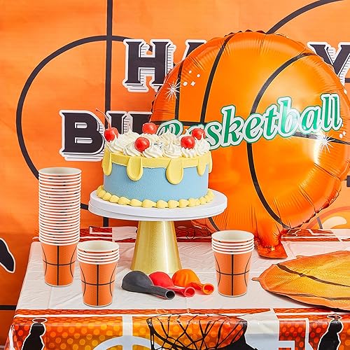 36 Pieces Basketball Party Cups Basketball Party Supplies 9oz Disposable Party Paper Drinking Cups for Birthday Sport Basketball Clubs Picnics