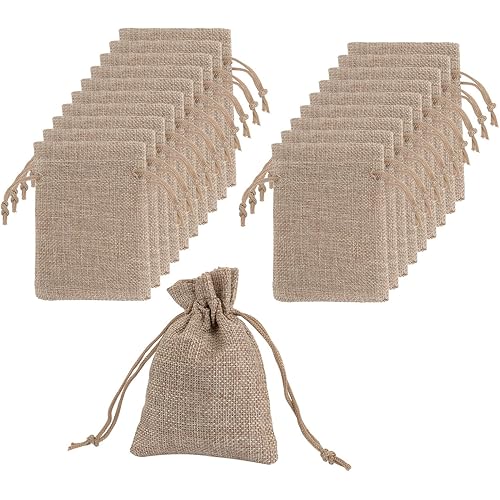 Mudder Burlap Bags with Drawstring Gift Bags for Wedding Party and DIY Craft, 4.5 x 3.5 Inch, Lot of 20