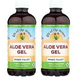 Lily of the Desert Aloe Vera Gel Inner Fillet, Dietary Supplement Drink, Certified Organically Grown, Immune Support Beverage, Antioxidant Digestive Aid, Gut Health Pack of 2 - 32 Fl Oz Ea