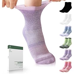 Bulinlulu Diabetic Socks Women&Men-6 Pairs Bamboo Non Binding Diabetic Ankle Socks,Extra Wide Socks Stretchy Loose Top Socks with Seamless Toe Medium,Bright Clashing Colours