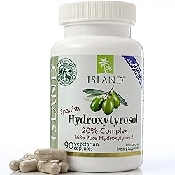 20% Hydroxytyrosol Complex™ Olive Fruit Extract - Super Strength 100% Grown & Extracted in Spain. 100 mg, 90 Capsules. from Island Nutrition, The Maker of Real European Olive Leaf Extract