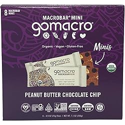 GOMACRO Organic Peanut Butter Chocolate Chip Mini MacroBars 8 Pack, 7.1 OZ