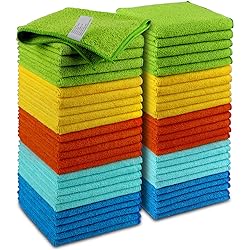 AIDEA Microfiber Cleaning Cloths-50 Pack, Premium All-Purpose Softer Highly Absorbent, Lint Free - Streak Free Wash Cloth for House, Kitchen, Car, Window, Gifts12in.x 12in.