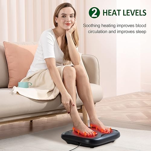 Snailax Shiatsu Foot Massager with Heat- Washable Cover Kneading Foot & Back Massager, Heated Foot Warmer, Electric Feet Massager Machine for Plantar Fasciitis,Foot Relief