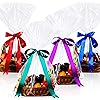 12 Counts 18x30 inches Cellophane Wrap for Baskets Clear Flat Cello Cellophane Treat Bags Storage Bags SweetFruitsGiftHome Bags with Colorful Bag Ties