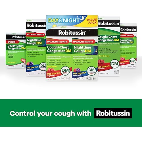 Robitussin Sugar Free Cough Chest Congestion DM, Cough and Congestion Medicine, Mint Flavor - 4 Fl Oz