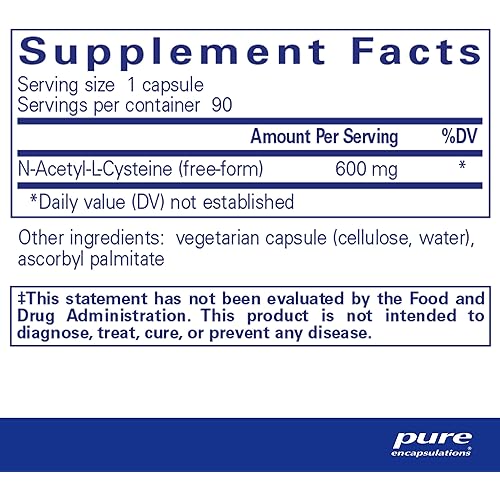 Pure Encapsulations NAC 600 mg | N-Acetyl Cysteine Amino Acid Supplement for Lung and Immune Support, Liver, and Antioxidants | 90 Capsules