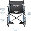 NOVA Heavy Duty Bariatric Transport Chair with 400 lb. Weight Capacity, 22” Extra-Wide Seat with Locking Hand Brakes, Flip Up Arms for Easy Transfer, Anti-Tippers, 12” Rear Wheels, Color Blue
