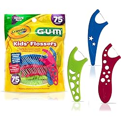 GUM-897 Crayola Kids' Flossers, Grape, Fluoride Coated, Ages 3, 75 Count