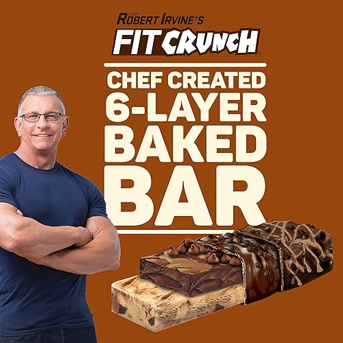 FITCRUNCH Snack Size Protein Bars, Designed by Robert Irvine, World’s Only 6-Layer Baked Bar, Just 3g of Sugar & Soft Cake Core 18 Snack Size Bars, Chocolate Chip Cookie Dough