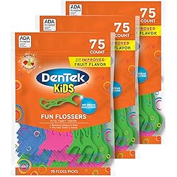 DenTek Kids Fun Flossers, Limited Edition Monster Flossers, 75 Count, 3 Pack Packaging May Vary